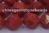 CGS454 15.5 inches 12mm faceted nuggets goldstone beads wholesale