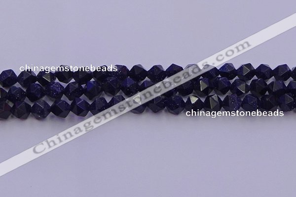 CGS457 15.5 inches 8mm faceted nuggets goldstone beads wholesale