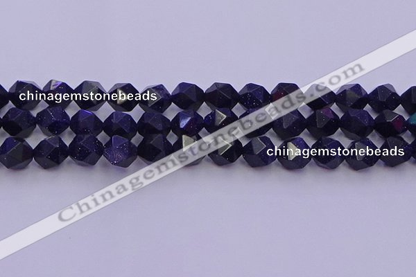 CGS458 15.5 inches 10mm faceted nuggets goldstone beads wholesale