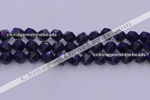 CGS459 15.5 inches 12mm faceted nuggets goldstone beads wholesale