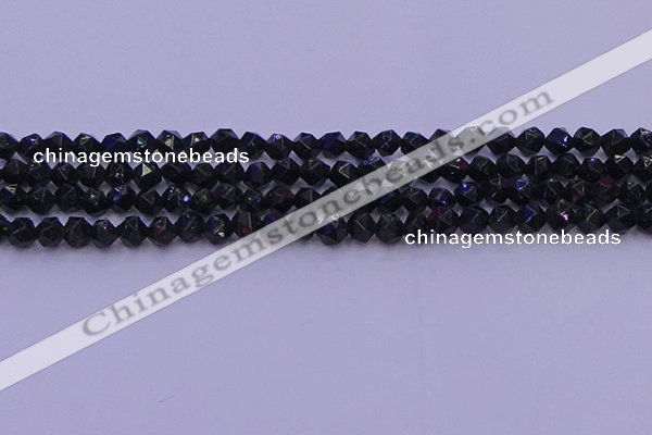 CGS461 15.5 inches 6mm faceted nuggets green goldstone beads