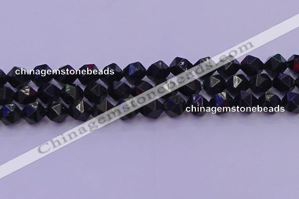 CGS464 15.5 inches 12mm faceted nuggets green goldstone beads