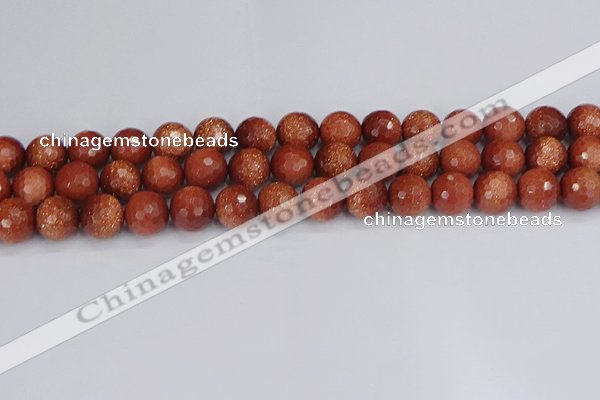 CGS474 15.5 inches 12mm faceted round goldstone beads wholesale