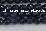 CGS478 15.5 inches 4mm faceted round blue goldstone beads