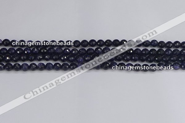 CGS478 15.5 inches 4mm faceted round blue goldstone beads