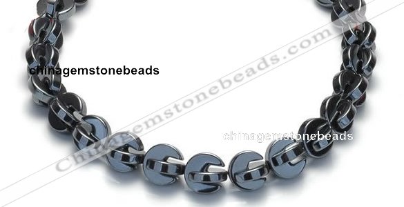 CHE10 16 inches 11mm curved moon shape hematite beads Wholesale