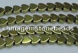 CHE1000 15.5 inches 6*6mm heart plated hematite beads wholesale