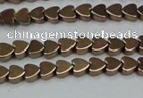 CHE1001 15.5 inches 6*6mm heart plated hematite beads wholesale