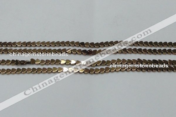 CHE1001 15.5 inches 6*6mm heart plated hematite beads wholesale