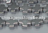 CHE1007 15.5 inches 10*10mm cross plated hematite beads wholesale