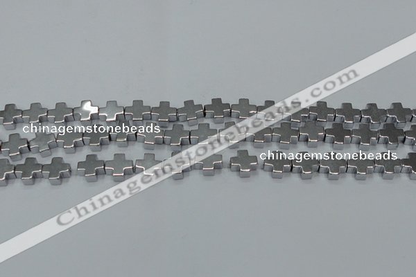 CHE1007 15.5 inches 10*10mm cross plated hematite beads wholesale