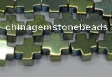 CHE1010 15.5 inches 10*10mm cross plated hematite beads wholesale