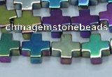 CHE1011 15.5 inches 10*10mm cross plated hematite beads wholesale