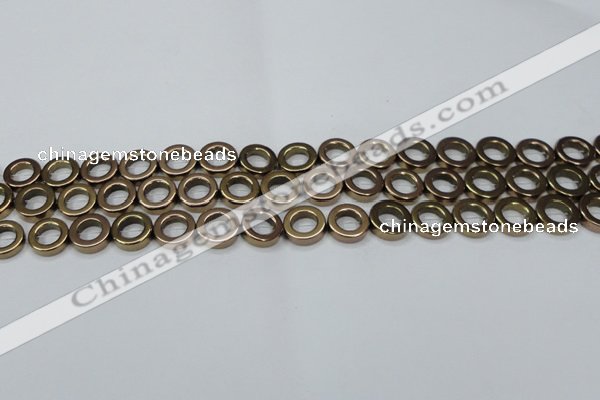 CHE1016 15.5 inches 12mm donut plated hematite beads wholesale