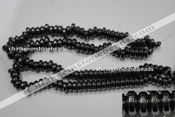 CHE111 15.5 inches 5*12mm rondelle large hole hematite beads