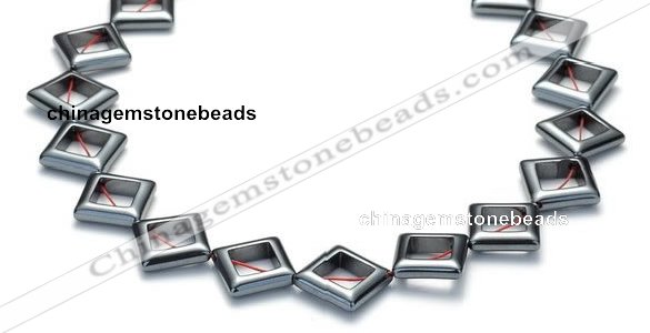 CHE14 16 inches 18*18mm hollow rhombic hematite beads Wholesale