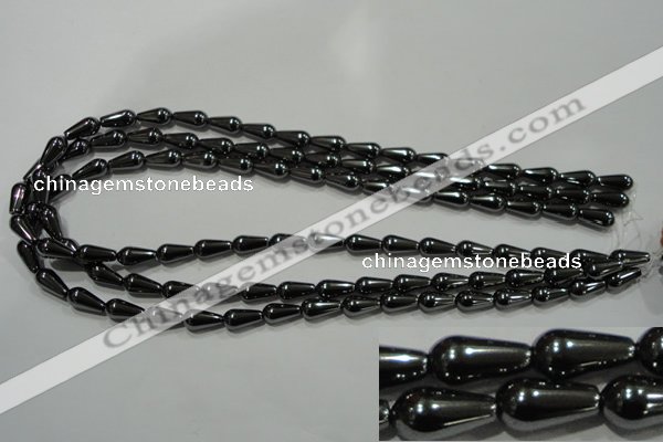 CHE147 15.5 inches 6*12mm teardrop hematite beads wholesale