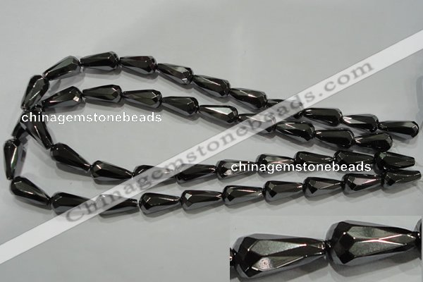 CHE156 15.5 inches 10*20mm faceted teardrop hematite beads