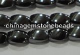 CHE160 15.5 inches 5*8mm twisted rice hematite beads