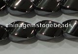 CHE163 15.5 inches 8*12mm twisted rice hematite beads