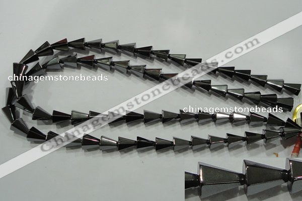 CHE175 15.5 inches 10*12mm faceted cone hematite beads wholesale