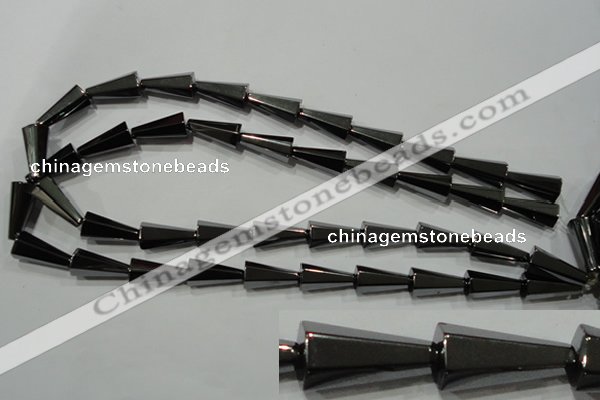 CHE176 15.5 inches 10*20mm faceted cone hematite beads wholesale