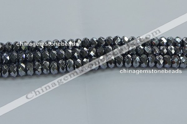 CHE2003 15.5 inches 6*10mm faceted rondelle hematite beads