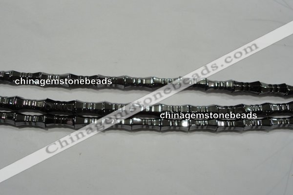 CHE208 15.5 inches 6*12mm bamboo hematite beads wholesale