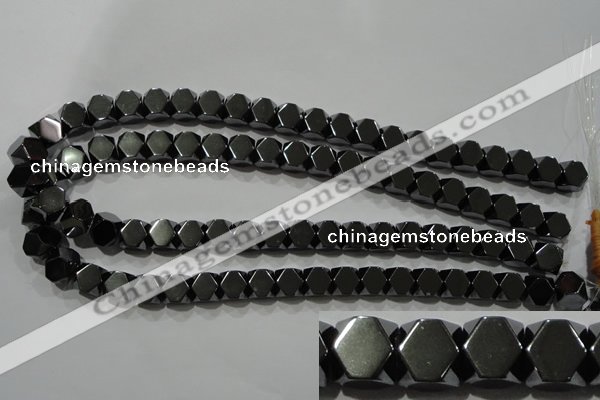 CHE224 15.5 inches 10*10mm faceted cube hematite beads wholesale