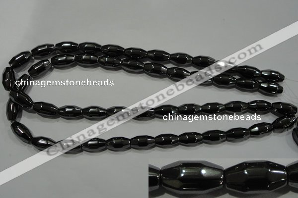 CHE227 15.5 inches 8*16mm faceted rice hematite beads wholesale