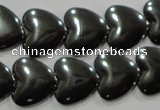 CHE260 15.5 inches 16*16mm heart hematite beads wholesale