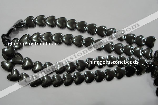 CHE260 15.5 inches 16*16mm heart hematite beads wholesale