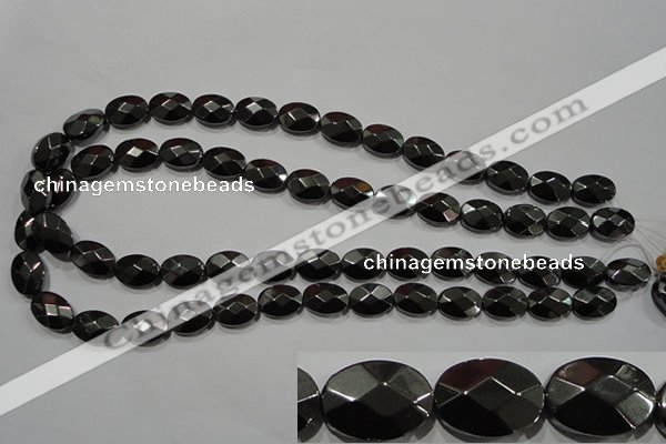 CHE281 15.5 inches 10*14mm faceted oval hematite beads wholesale