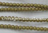 CHE419 15.5 inches 2mm round matte plated hematite beads wholesale