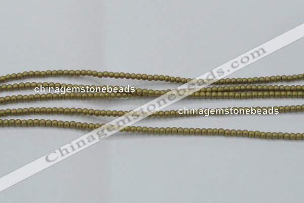 CHE419 15.5 inches 2mm round matte plated hematite beads wholesale