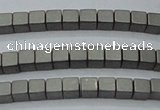 CHE440 15.5 inches 3*3mm cube matte plated hematite beads wholesale