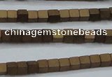 CHE441 15.5 inches 3*3mm cube matte plated hematite beads wholesale