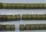 CHE443 15.5 inches 3*3mm cube matte plated hematite beads wholesale