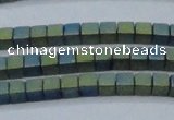 CHE444 15.5 inches 3*3mm cube matte plated hematite beads wholesale