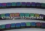 CHE445 15.5 inches 3*3mm cube matte plated hematite beads wholesale