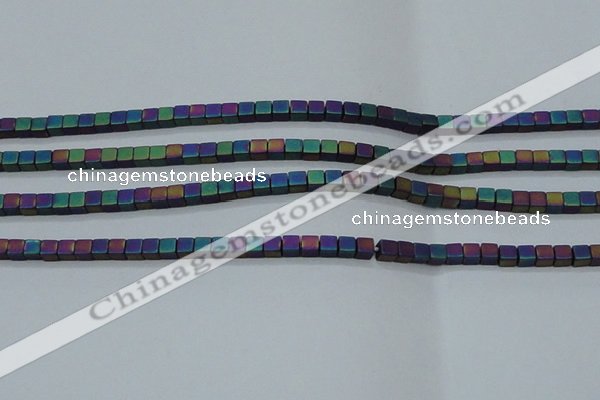 CHE445 15.5 inches 3*3mm cube matte plated hematite beads wholesale