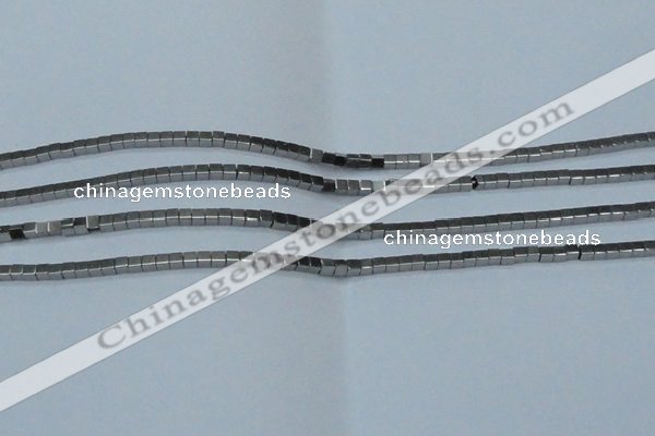 CHE450 15.5 inches 2*2mm cube plated hematite beads wholesale