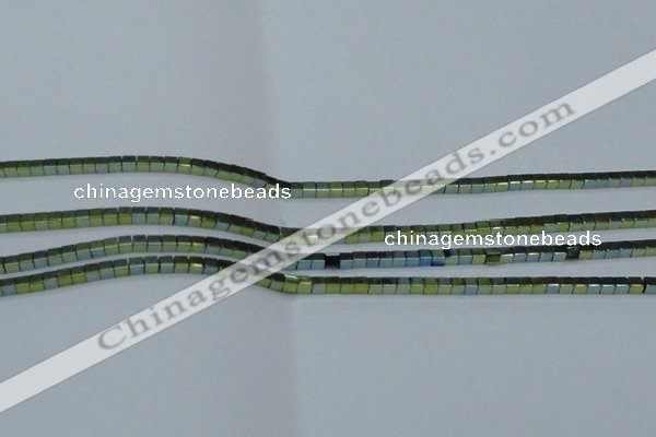 CHE452 15.5 inches 2*2mm cube plated hematite beads wholesale