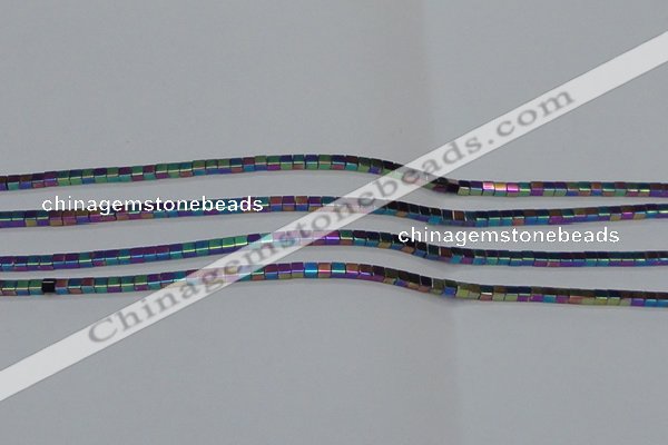 CHE453 15.5 inches 2*2mm cube plated hematite beads wholesale