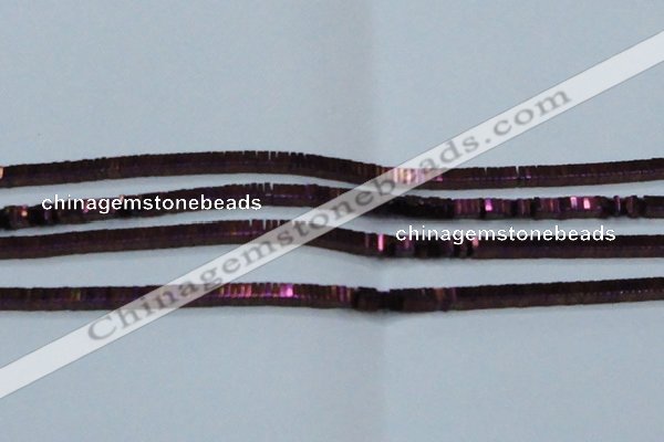 CHE573 15.5 inches 1*3*3mm square plated hematite beads wholesale