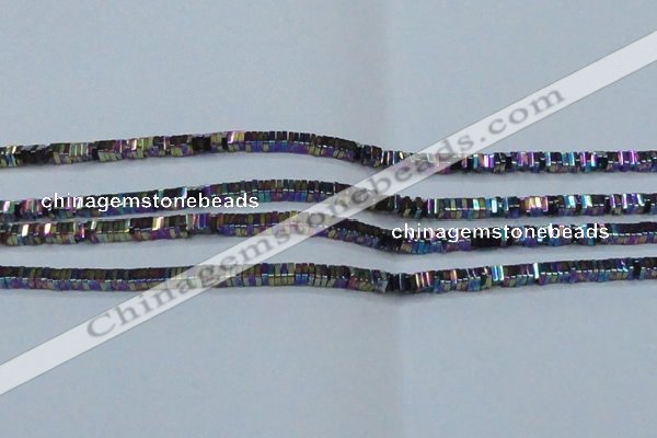 CHE575 15.5 inches 1*3*3mm square plated hematite beads wholesale