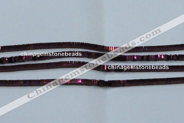 CHE583 15.5 inches 1*4*4mm square plated hematite beads wholesale