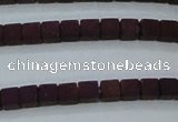 CHE610 15.5 inches 2*2mm cube matte plated hematite beads wholesale