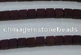 CHE610 15.5 inches 2*2mm cube matte plated hematite beads wholesale