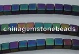 CHE613 15.5 inches 2*2mm cube matte plated hematite beads wholesale